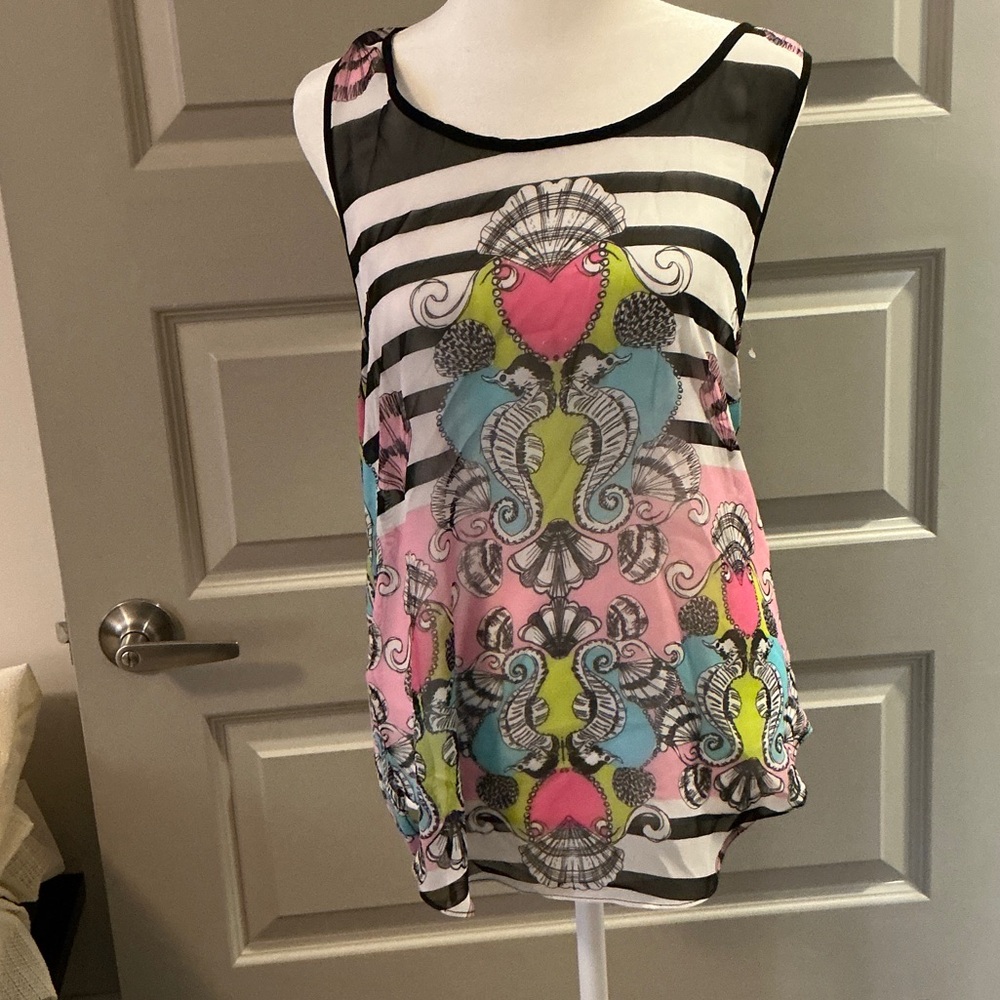 Biscotti Striped Blouse with Vibrant Accents